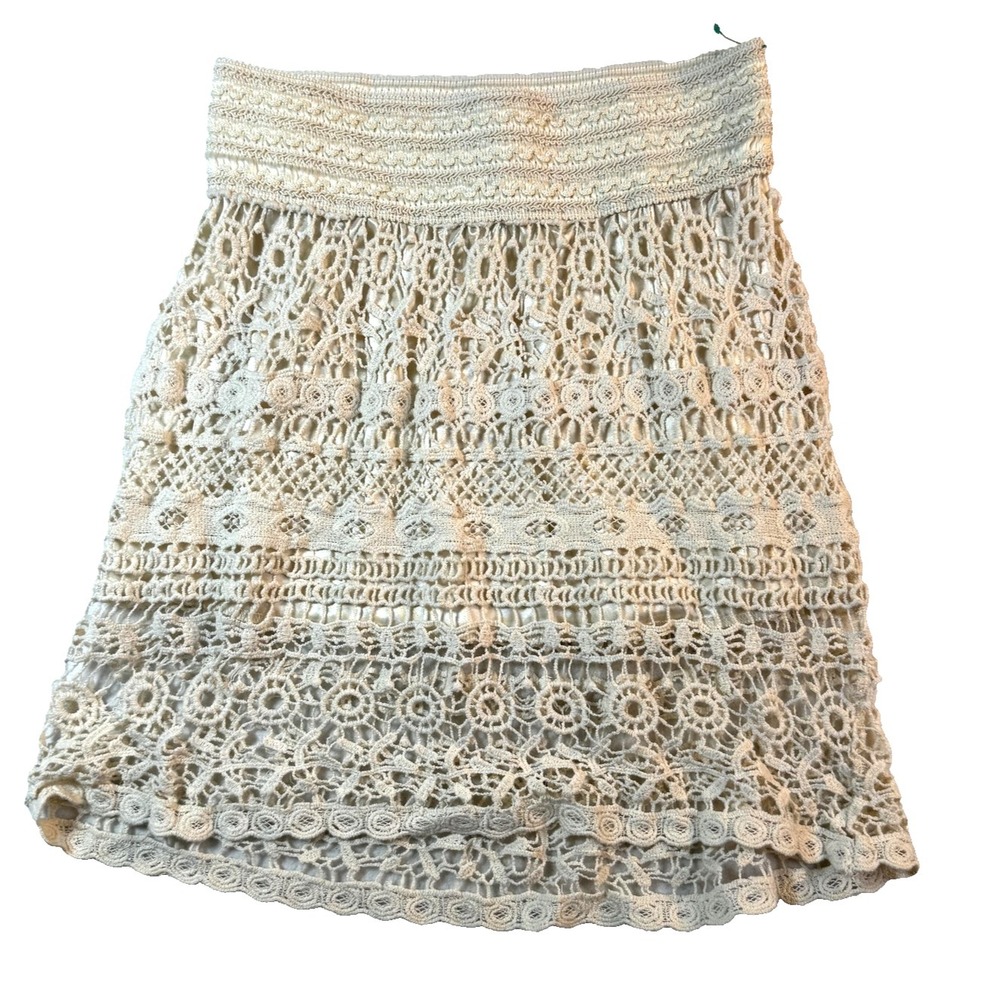 Bui Yah Kah Fairycore Skirt Womens M White Lace Layered Mini Boho Coquette USA